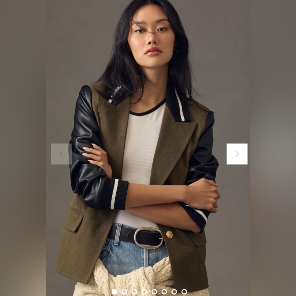 Avec Les Filles Mixed Fabric Blazer Size M